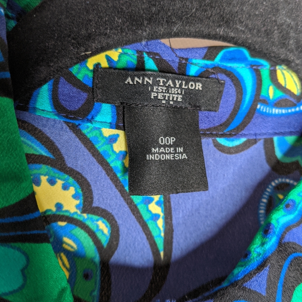 Ann Taylor Paisley Neon Bright Colors Blouse Rare - Picture 7 of 8